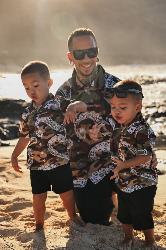 Keiki Camo He'e Dri Fit Aloha Shirt