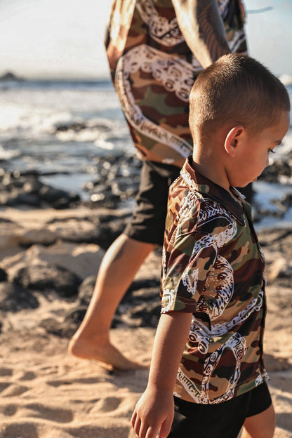 Keiki Camo He'e Dri Fit Aloha Shirt