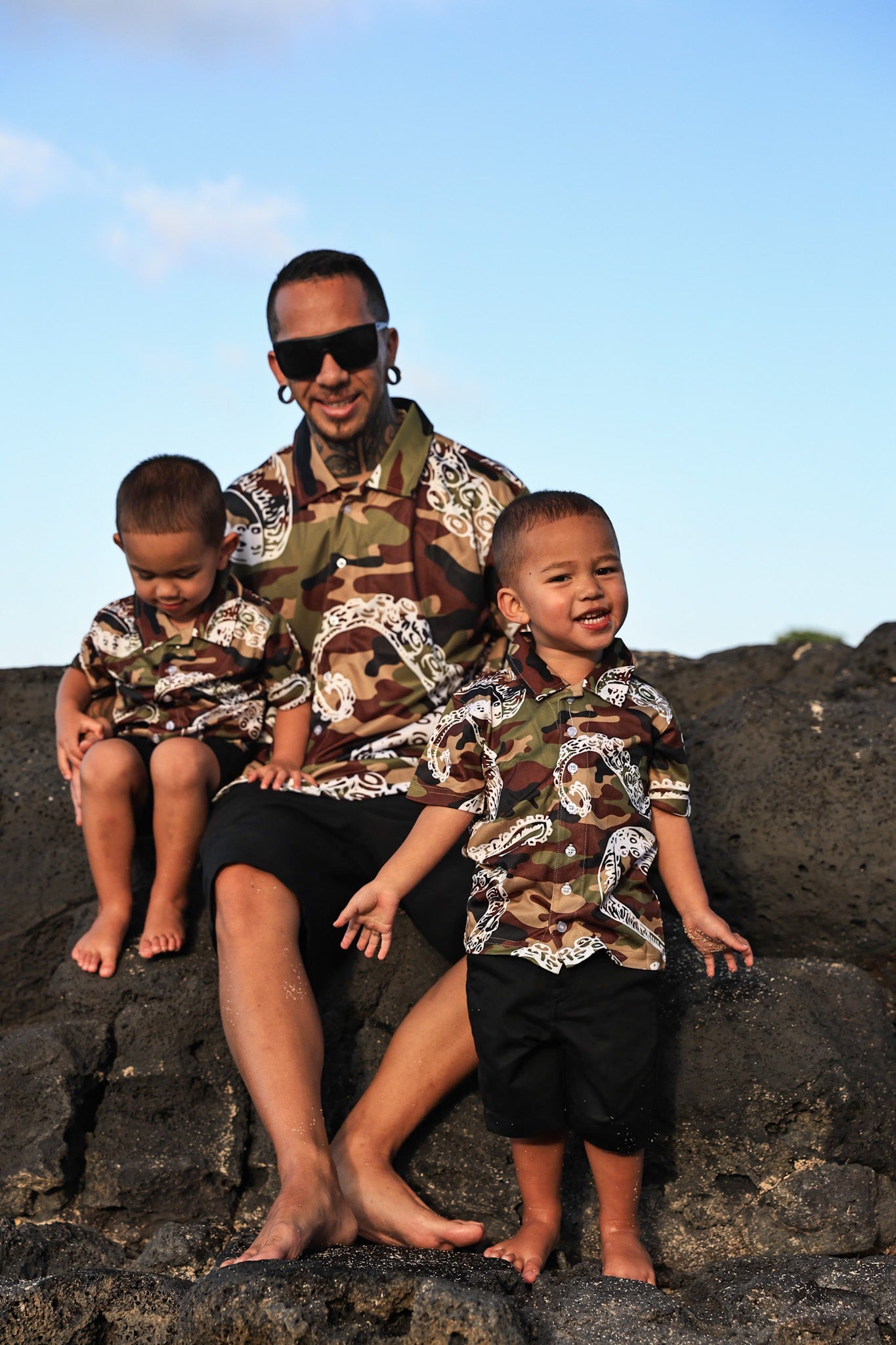 Keiki Camo He'e Dri Fit Aloha Shirt