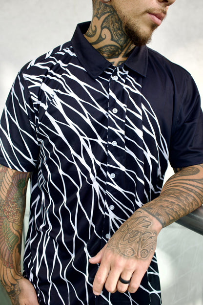 Upena Black/White Dri Fit Aloha Shirt