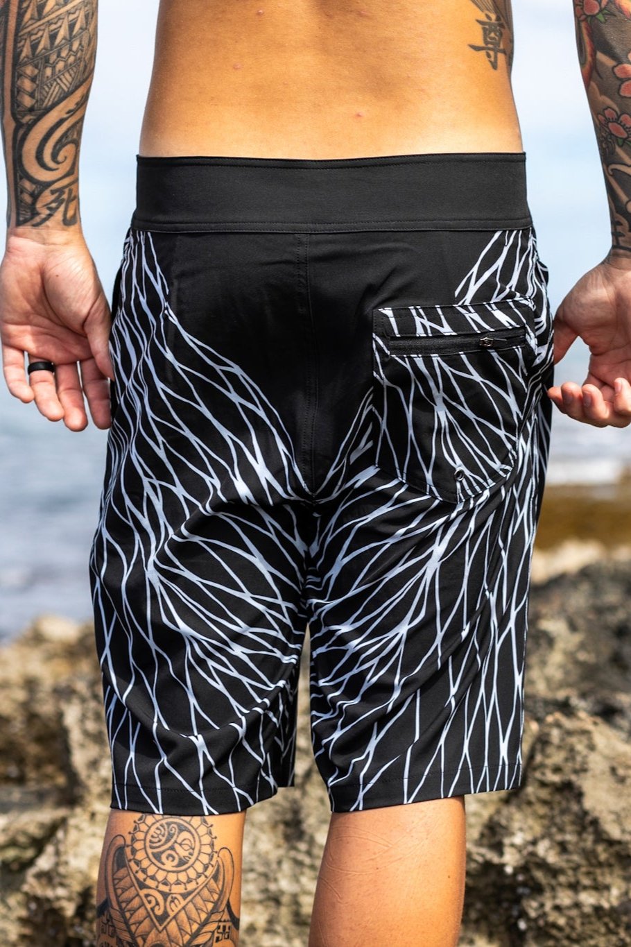 Upena Black/White Kane Boardshorts