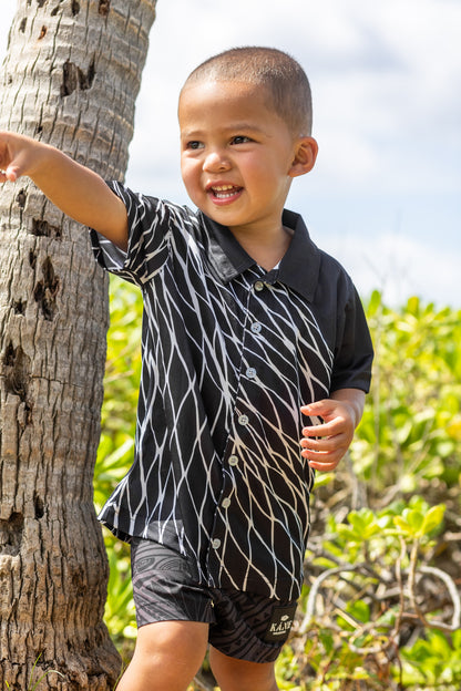 Keiki Upena Black/White Aloha Shirt