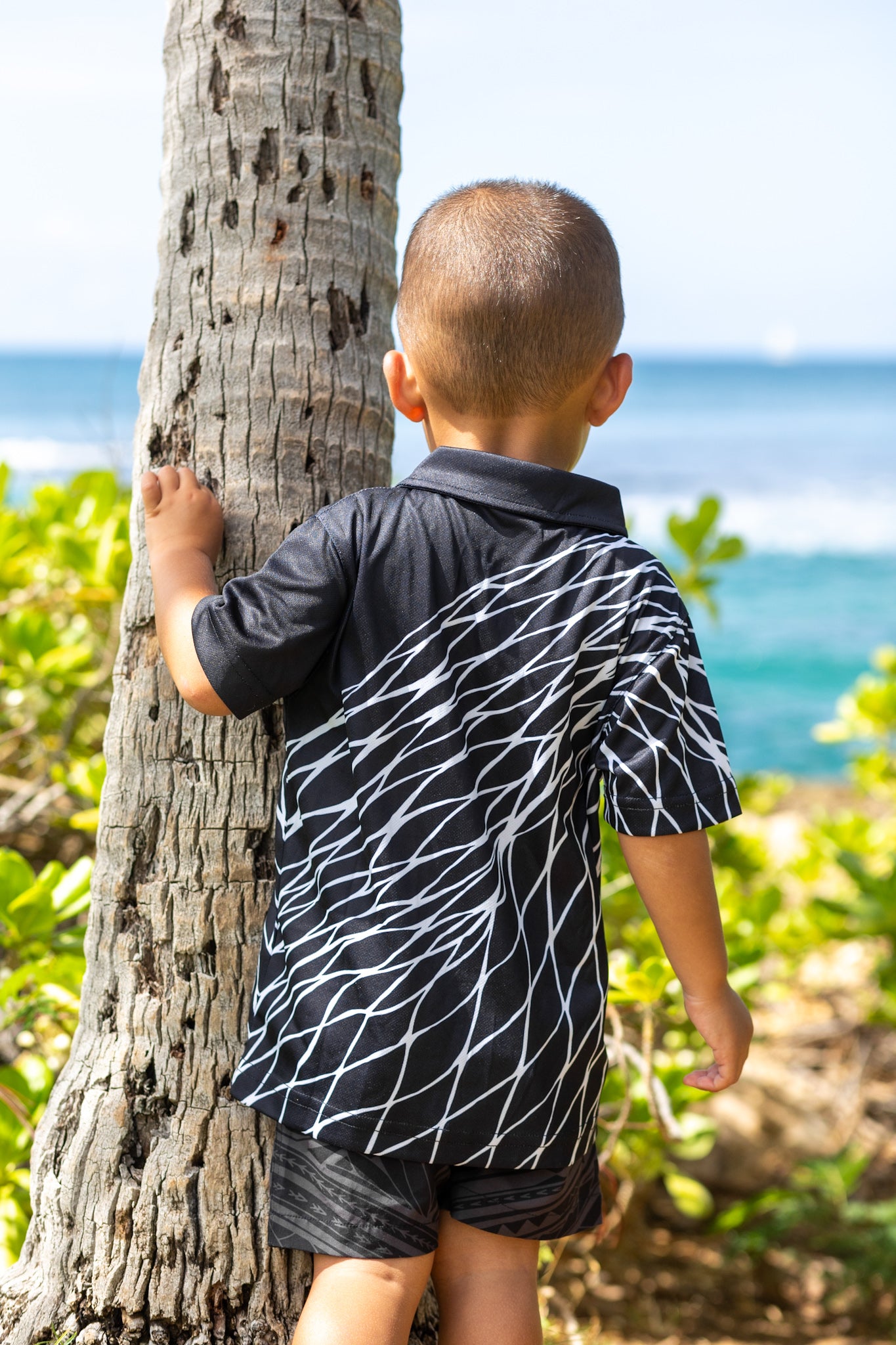 Keiki Upena Black/White Aloha Shirt