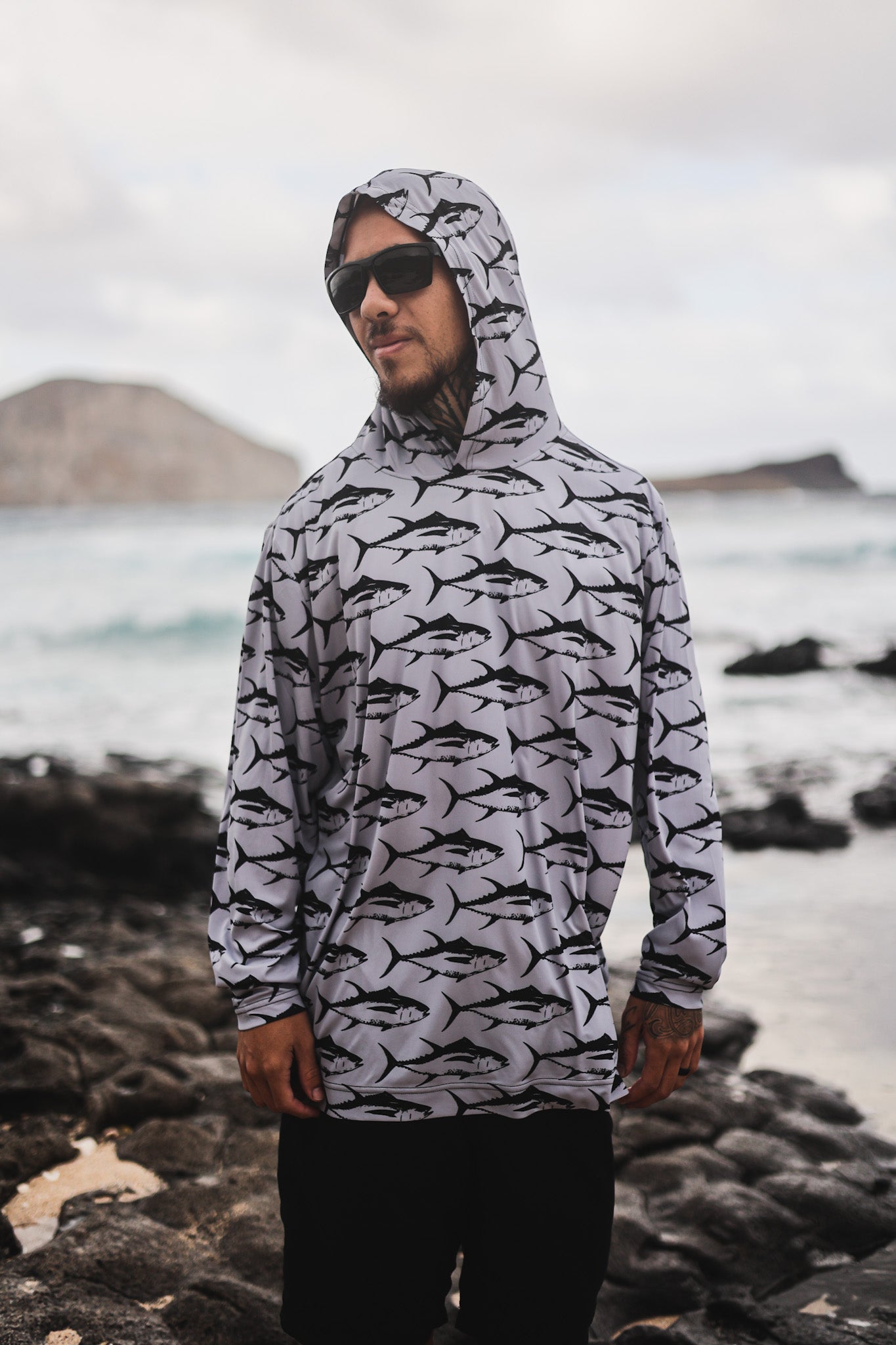 Mens Ahi Dry Fit Hooded Long Sleeve