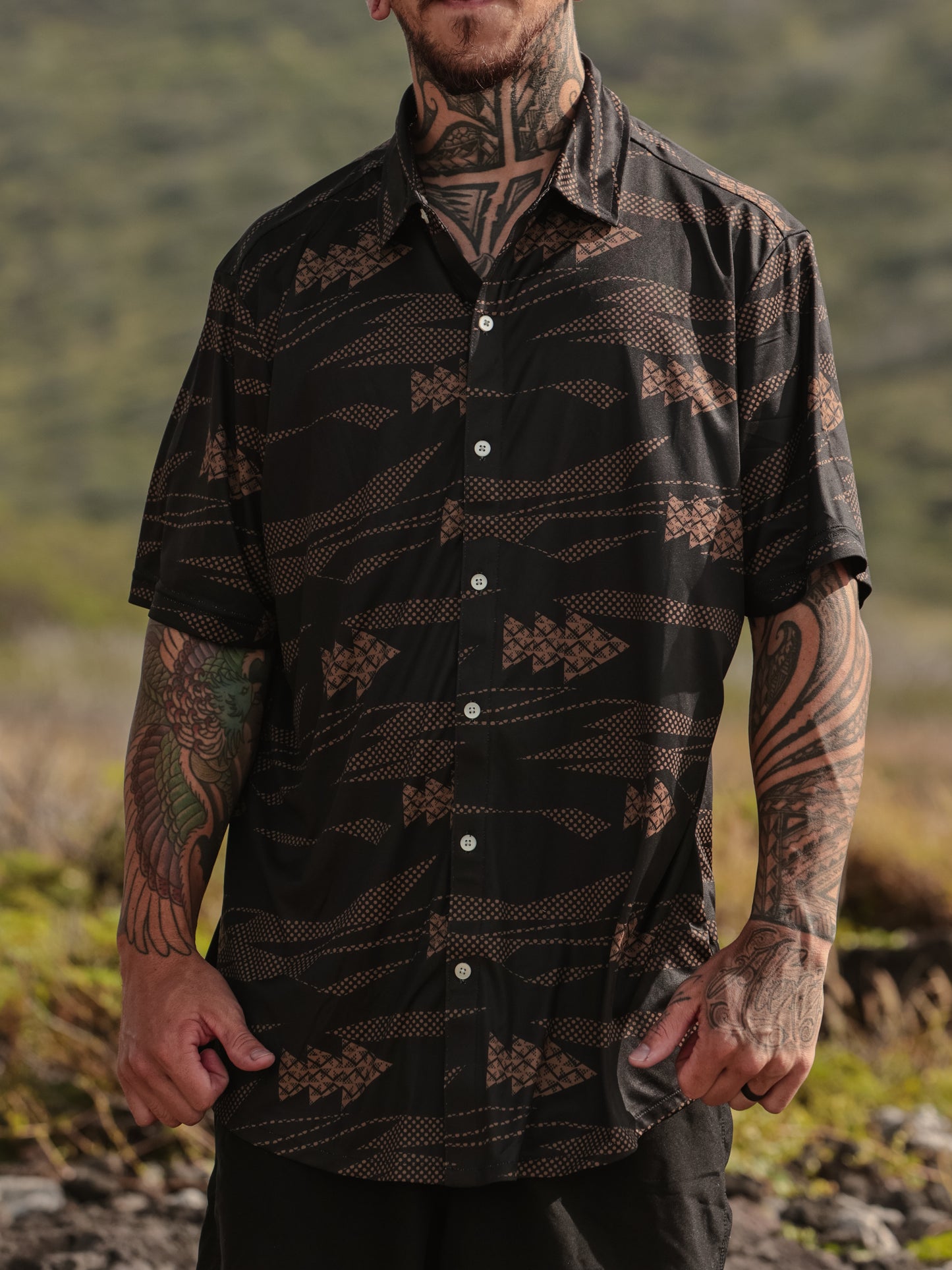 Camo Ahi Dri Fit Aloha Shirt