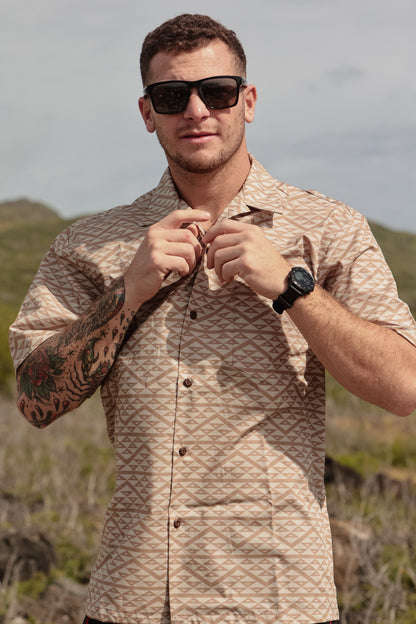 Tribal I'a Aloha Shirt Beige