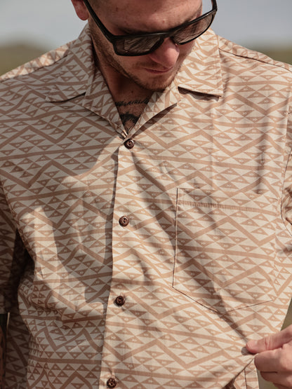 Tribal I'a Aloha Shirt Beige